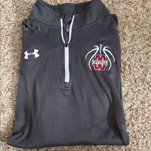 Under Armour Grey and White Quarter-Zip Pullover